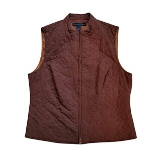 Catherine Stewart Embroidered Vest in Chocolate Brown Large